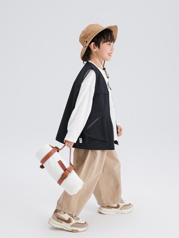 ベスト キッズ 男の子 かっこいい ワーク カジュアル ブラック 子供用