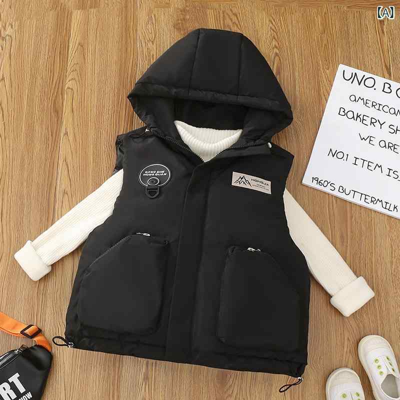 子供服 ベスト 春秋冬用 男の子 保温 チョッキ 厚手 ダウン風コットン 中綿入り あったか