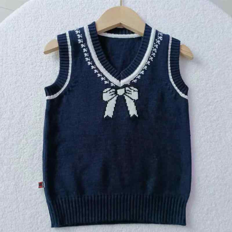 子供服 ベスト 秋冬 ニット Vネック プルオーバー 袖なし チョッキ 男の子 ウール セーター 普段使い