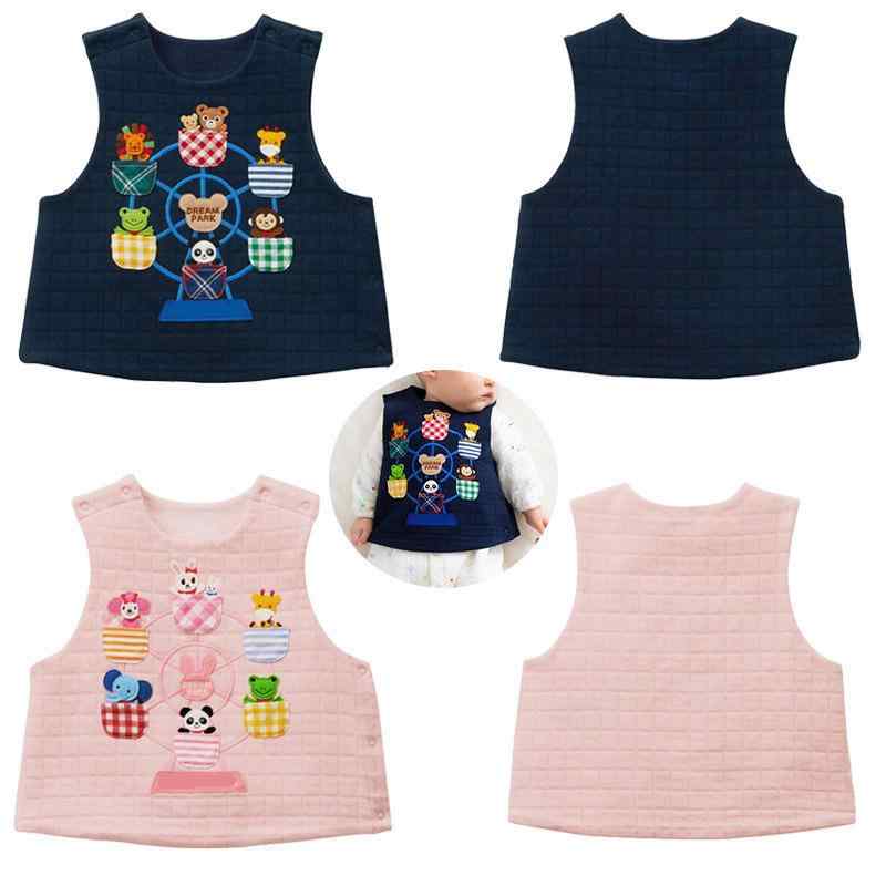 子供服 子供用 ベスト 日本製 男女兼用 カートゥーン ベア ウサギ 観覧車 ポケット付き コットン 中綿入り 防寒着
