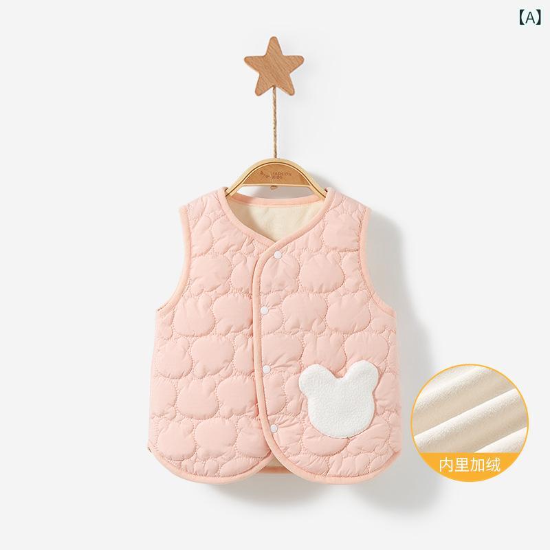 ソファポテトのベビー服 ベスト 秋冬 加綿 加厚 保温 防寒 男の子 女の子 子供用 あったか フリース チョッキ｜アングル2