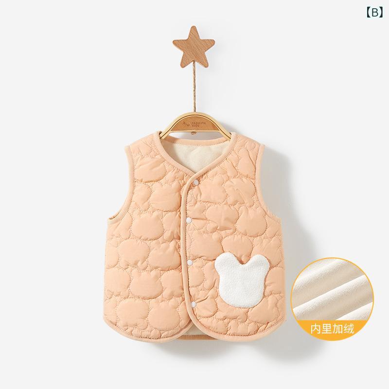 ソファポテトのベビー服 ベスト 秋冬 加綿 加厚 保温 防寒 男の子 女の子 子供用 あったか フリース チョッキ｜アングル3