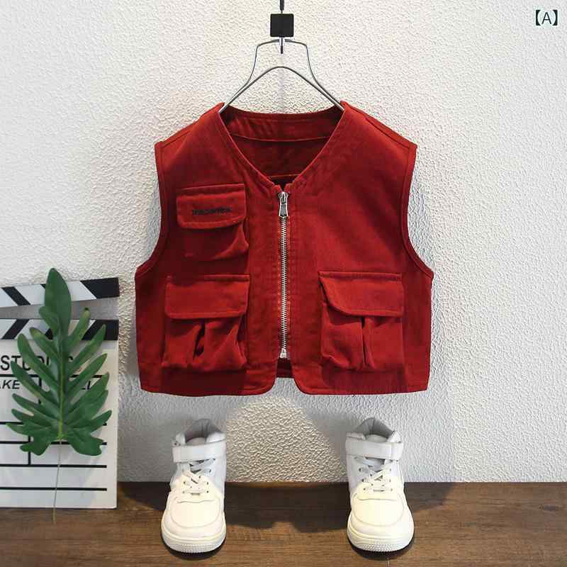 子供服 ベスト 春秋 ベビー 男の子 コットン 黒 チョッキ 外着 普段使い かわいい お洒落