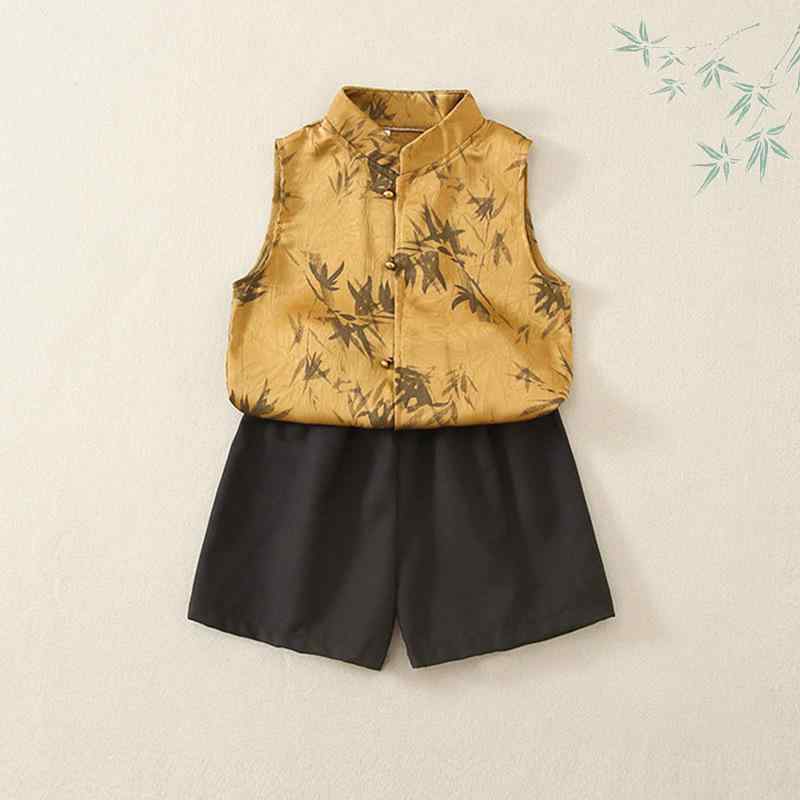 タンクトップ キッズ 男の子 新中式 唐装 ベビー服 子供服 上下セット おしゃれ 快適 かわいい