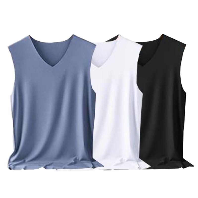 タンクトップ メンズ 男性用 Vネック 薄手 モダール 接触冷感 吸湿速乾 無地 幅広肩 部屋着 インナー ..