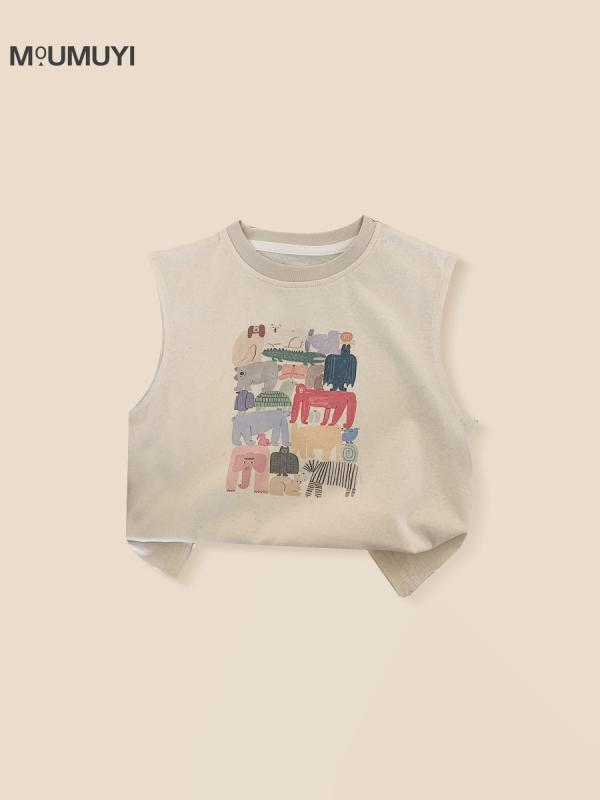 タンクトップ キッズ 子供 夏物 おしゃれ かわいい 総柄 タンクトップ &amp; ゆるい ショートパンツ セ..