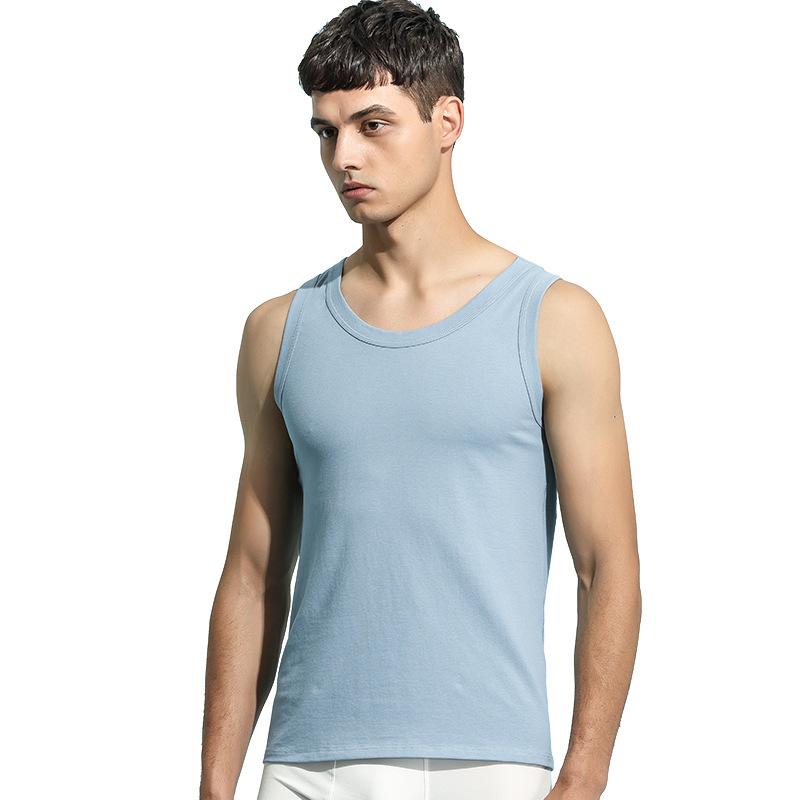 Tシャツ 男性用 綿 タンクトップ スポーツ ラウンドネック 袖なし 肌着 通気性 快適 インナー レイヤー..