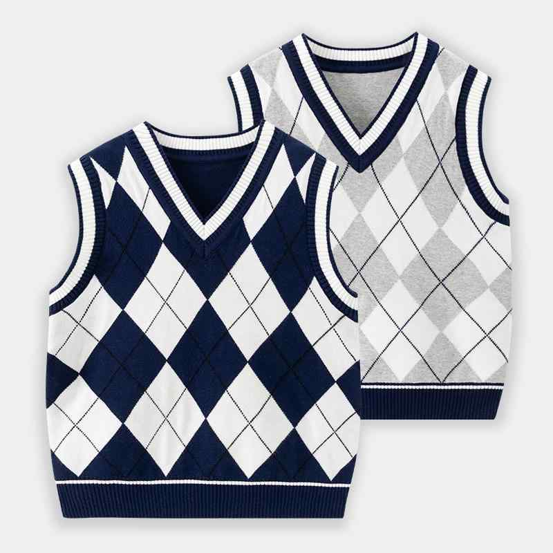 ニットベスト キッズ 男の子 Vネック スクール風 子供服 チョッキ セーター ノースリーブ 秋冬