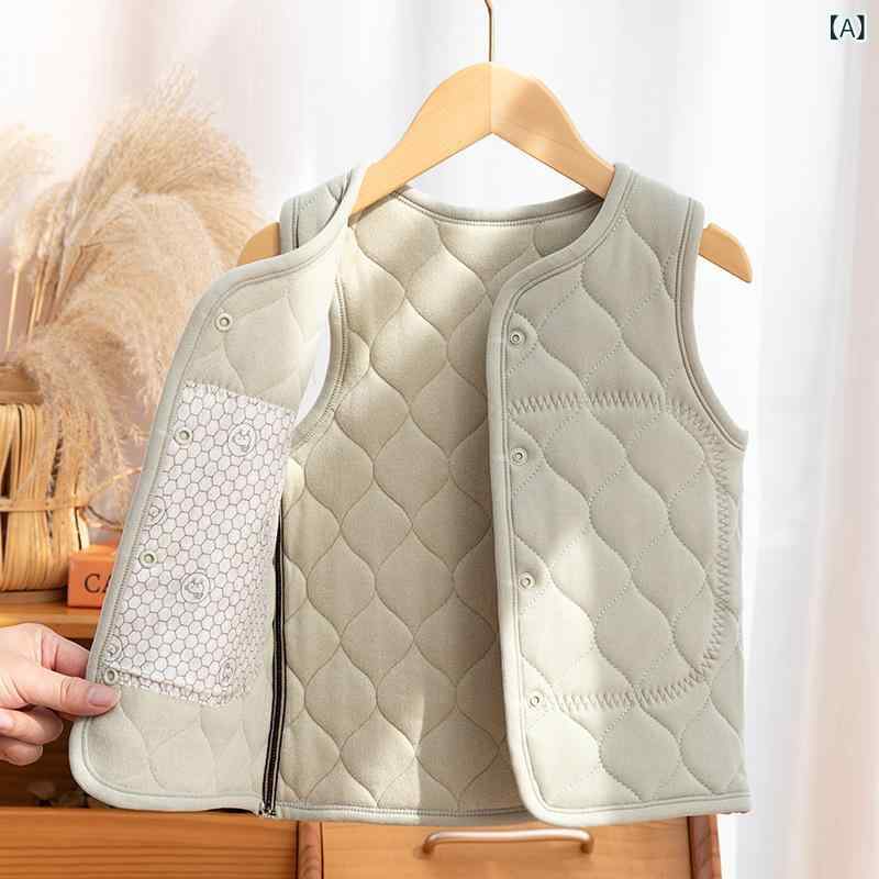 ソファポテトの子供服 ベスト 女の子 ベビー 厚手 裏起毛 防寒 チョッキ アウター 男児 インナー コットン 綿 ベスト 赤ちゃん 秋冬｜アングル2