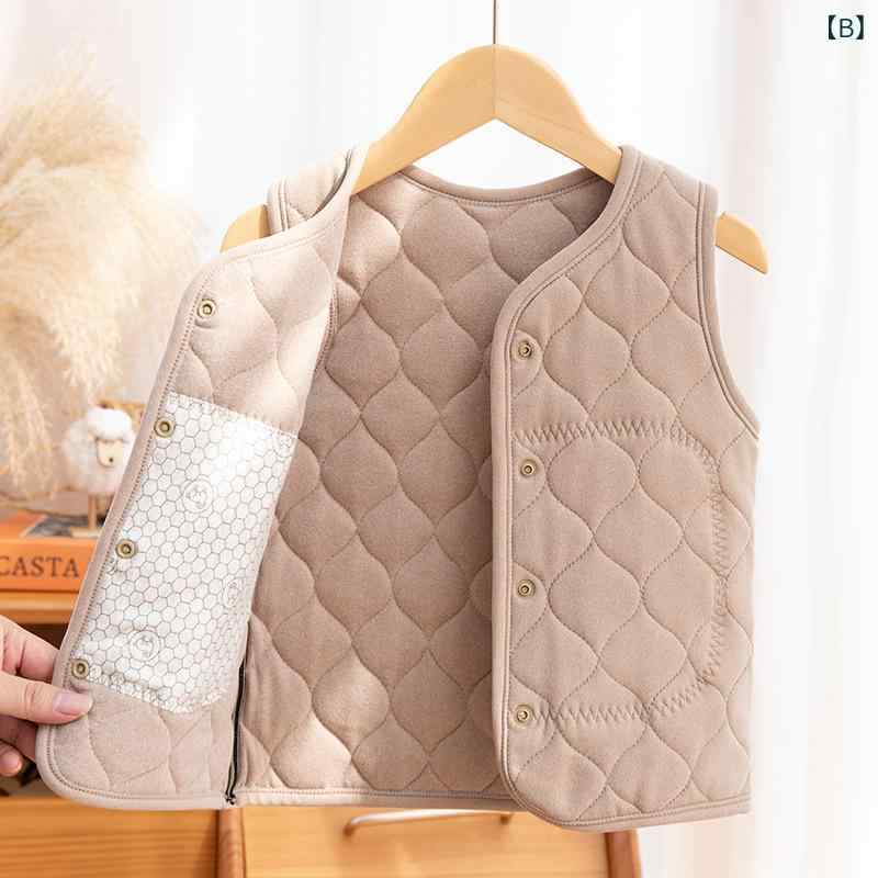 ソファポテトの子供服 ベスト 女の子 ベビー 厚手 裏起毛 防寒 チョッキ アウター 男児 インナー コットン 綿 ベスト 赤ちゃん 秋冬｜アングル3