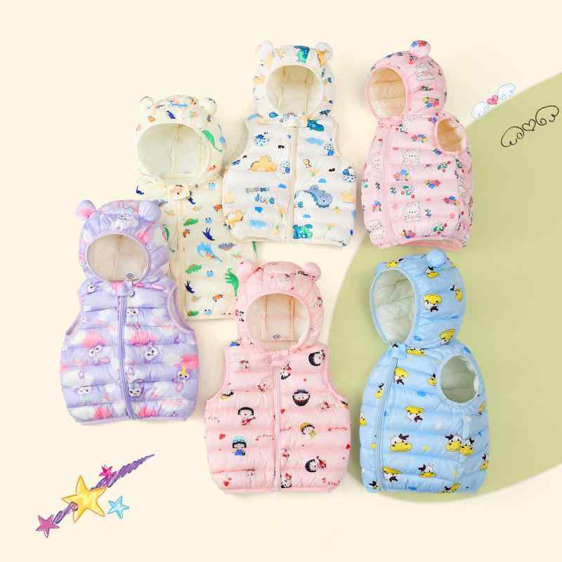 2子供用ダウン風ベスト 秋冬 男の子 女の子 ベビー チョッキ 厚手 防寒 暖かい スタンドカラー
