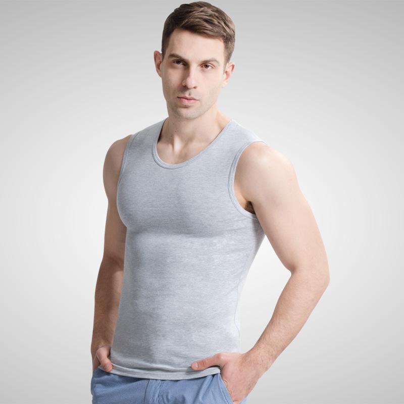 タンクトップ メンズ 男性用 綿 ストレッチ 伸縮性 ノースリーブ 部屋着 ルームウェア スポーツ インナー 運動 トレーニング 幅広肩 接触冷感 吸湿速乾 夏2