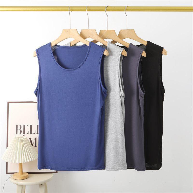 タンクトップ メンズ 男性用 モダール 接触冷感 薄手 夏用 インナー ノースリーブ シャツ 加肥大 汗取り 部屋着