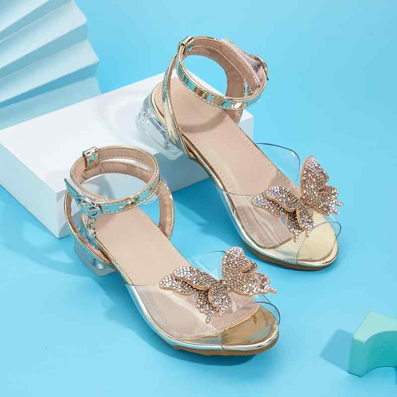 サンダル レディース 春夏 透明 ハイヒール 太ヒール 水晶風 ジルコニア 魚の口 オープントゥ プリンセ..