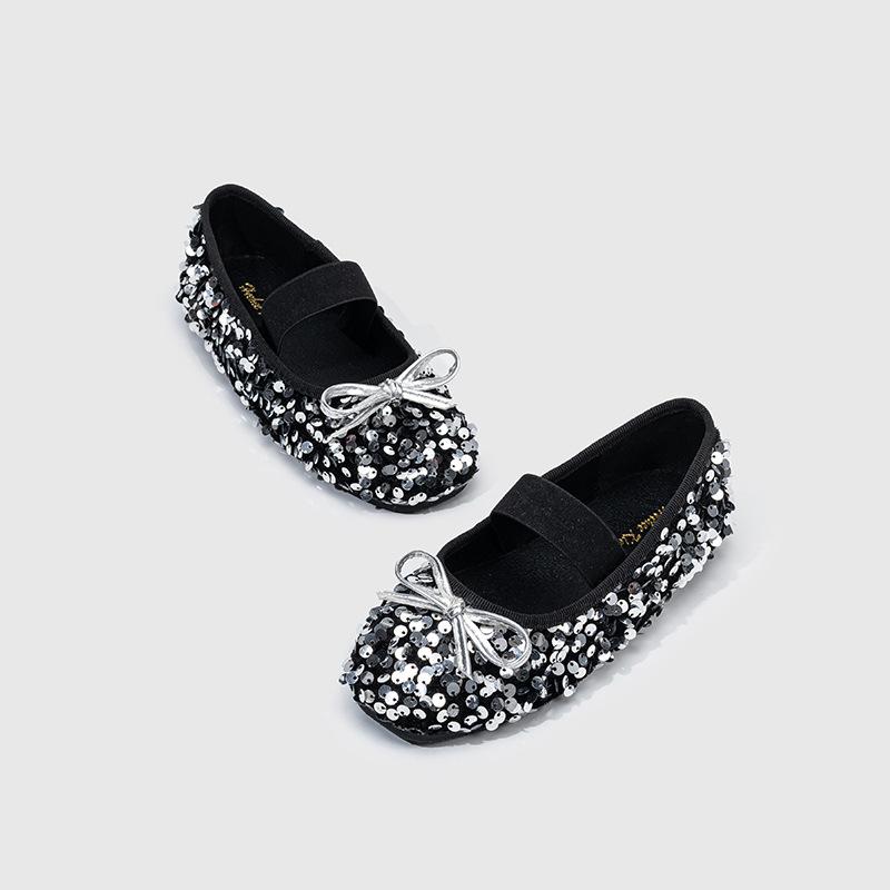 靴 キッズ 女の子 プリンセス シューズ 春秋 フラット バレエ 発表会 グリッター スパンコール ビーズ 柔らかい ぺたんこ 靴 かわいい おしゃれ 滑り止め