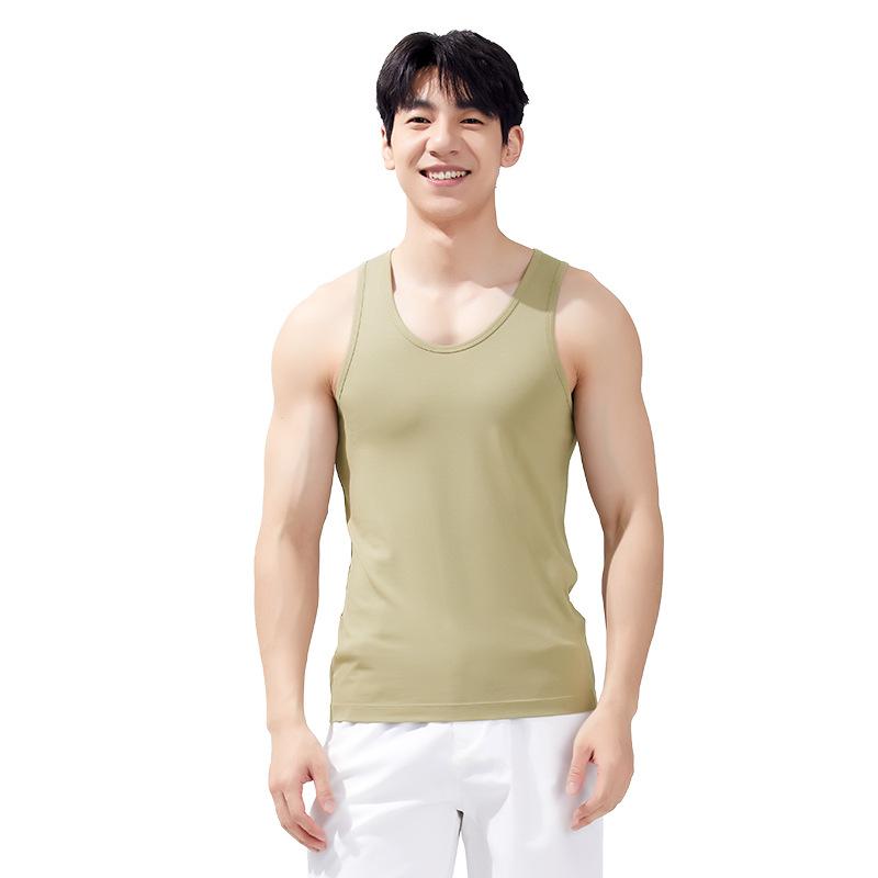Long-Sleeved - ベスト メンズ 男性用 春夏 インナー 綿 ノースリーブ スポーツ ウェア トップス 無地 通気性