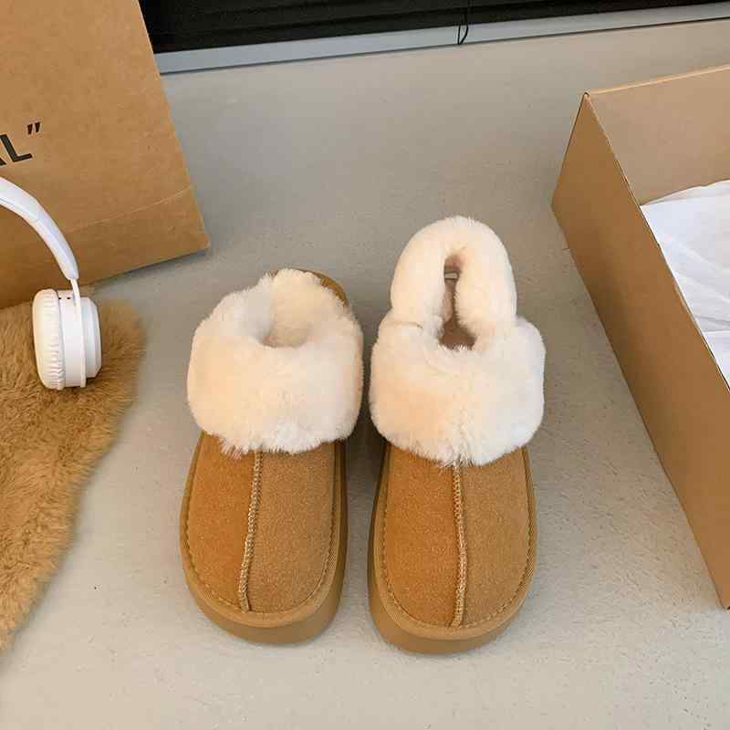 スリッパ レディース 秋冬 厚底 フラット 雪地 ぺたんこ ファー サンダル あったか 防寒 かわいい ルー..