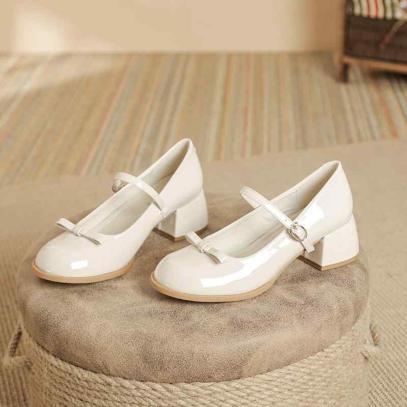 靴 レディース パンプス マリージェーン 革 レザー スクエアトゥ ハイヒール かわいい 上品 エレガント