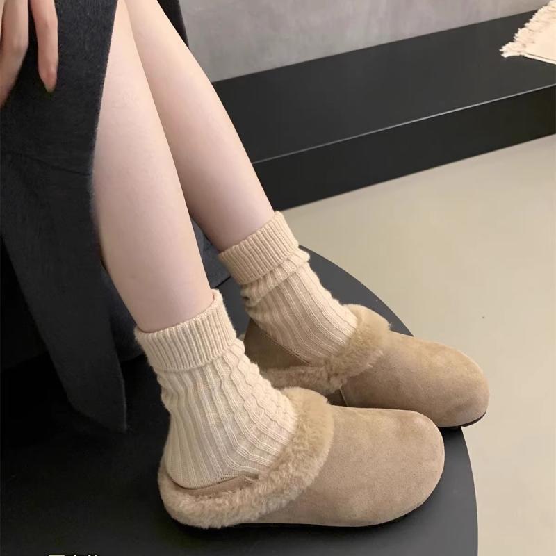 サンダル レディース 秋冬 ファー スリッパ フラット ローヒール レトロ かわいい ぺたんこ 履きやすい もこもこ あったか 防寒 疲れにくい 室内履き 外履き