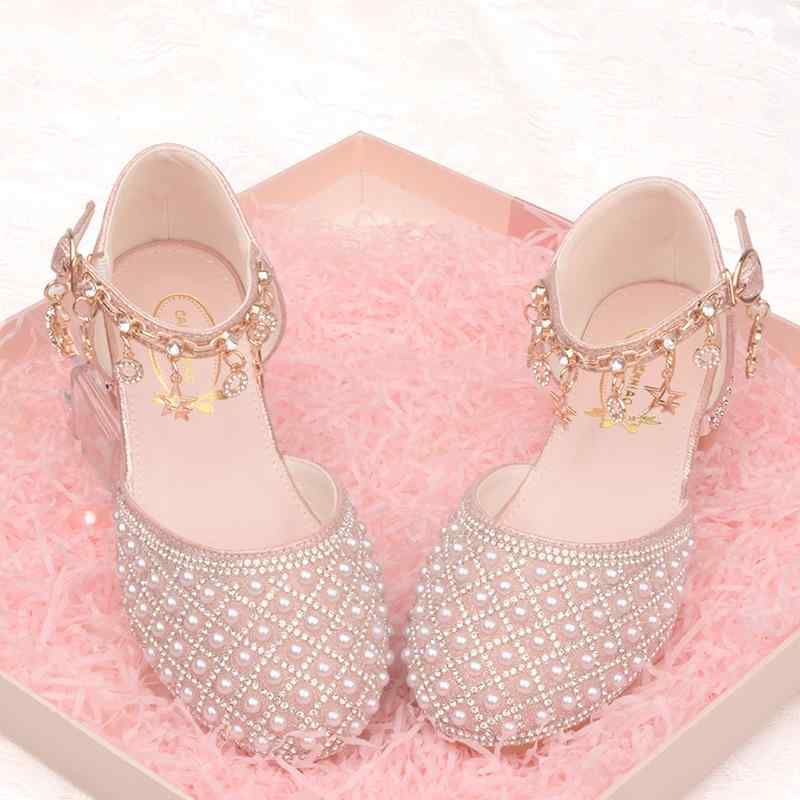 Shoes - 靴 キッズ 女の子 プリンセス シューズ 春夏 子供靴 軟らかい靴底 包頭 皮靴 クリスタル ヒール2
