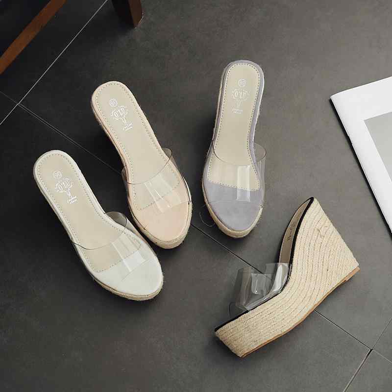 サンダル レディース 麻 縄 透明 厚底 ウェッジソール 歩きやすい 痛くなりにくい カジュアル 普段使い..