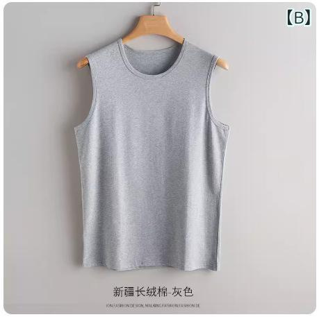 タンクトップ メンズ 男性用 綿 ノースリーブ インナー スポーツ 薄手 ワイドショルダー