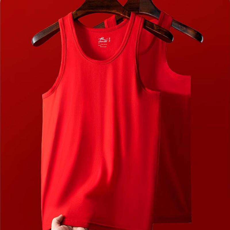 Shirts - 肌着 メンズ 男性用 ランニングシャツ 綿 赤 インナーシャツ 下着 結婚式 縁起物 普段使い2