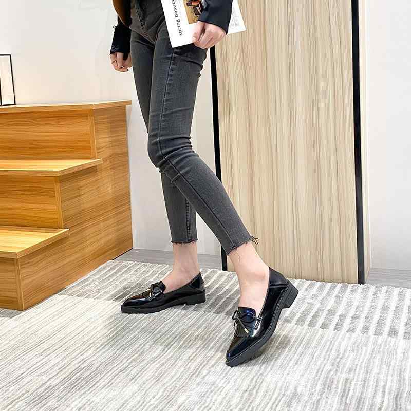 パンプス レディース 厚底 ローファー 女性用 レトロ 大码 41 43 スリッポン 婦人靴 ラウンドトゥ カジ..