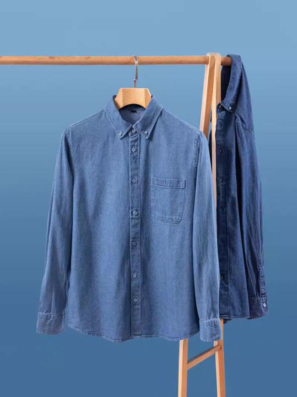 シャツ メンズ 男性用 デニム ボタンダウン 長袖 レトロ カジュアル トップス 普段使い