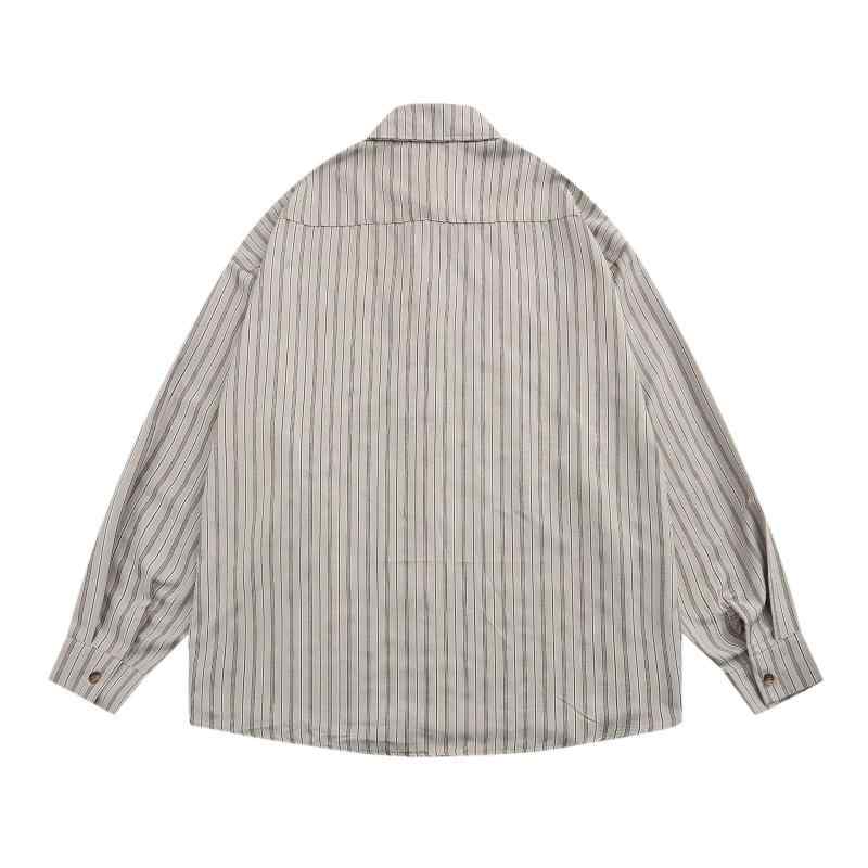 シャツ 男女兼用 ストライプ柄 長袖 ゆったり 古着風 トップス 普段使い