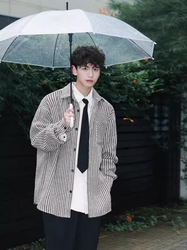 シャツ キッズ 男の子 長袖 トップス 韓国 かっこいい 春秋 かわいい 子供服 アウター・主な素材: 綿・袖丈: 長袖・柄: ストライプ・カラー: ブラック, コーヒー・サイズ: M, L, XL, XXL, XXXL・対象: 成人, 青少年・性別: 男・製品カテゴリ: シャツ・スタイル: 軽熟, カジュアル・タイプ: カーディガン・フィット: ゆったり・襟: 襟付き・・在庫: 有・ディテール: ポケット