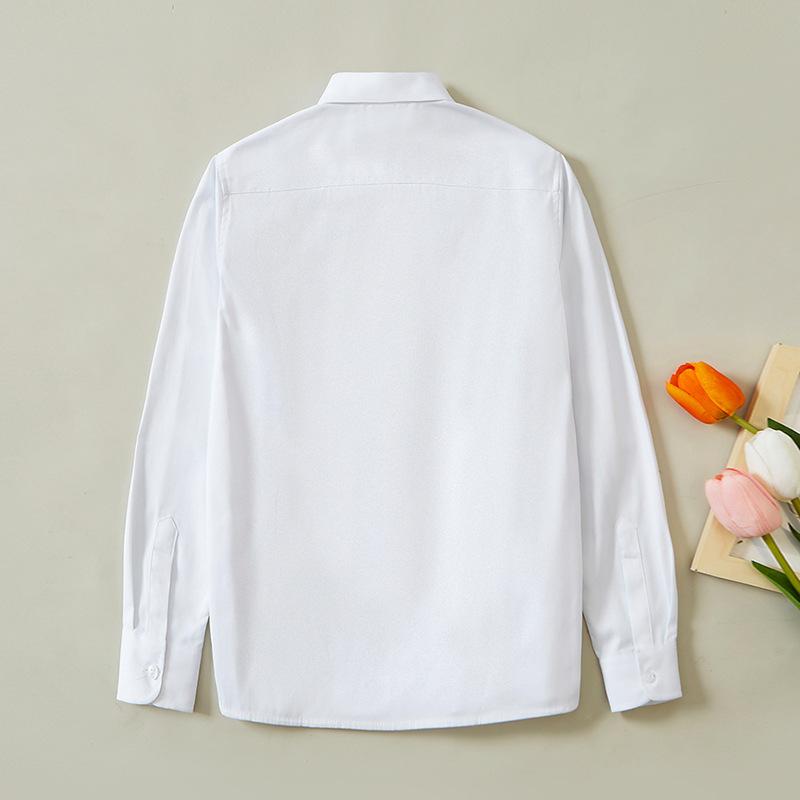 シャツ キッズ 子供 長袖 綿 春秋 小学生 スクールシャツ 女の子 男児 白 コットン(4.0)