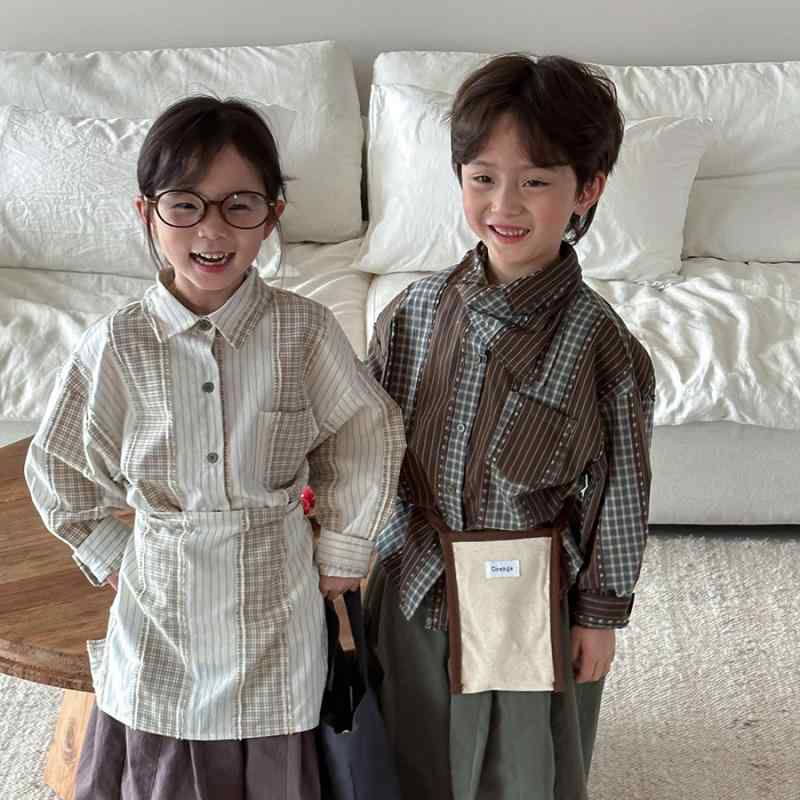 シャツ キッズ 長袖 格子柄 切り替え 森ガール風 付け襟付き 男女兼用 ベビー 赤ちゃん トップス かわいい 普段使い