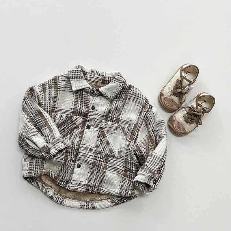 シャツ キッズ 子供 チェック柄 裏起毛 秋冬 韓国 レトロ トップス ジャケット コート 小学生 普段着 かわいい・対象性別: 中性/男女兼用・対象年齢: 中小キッズ(3~8歳, 100~140cm)・画像実写: モデルなし・スタイル: ...