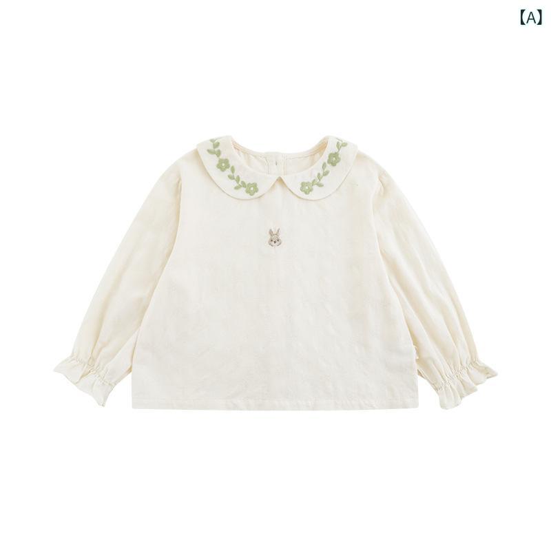 ワンピース キッズ 女の子 ウサギ 花柄 春秋 薄手 通気性 襟付き かわいい