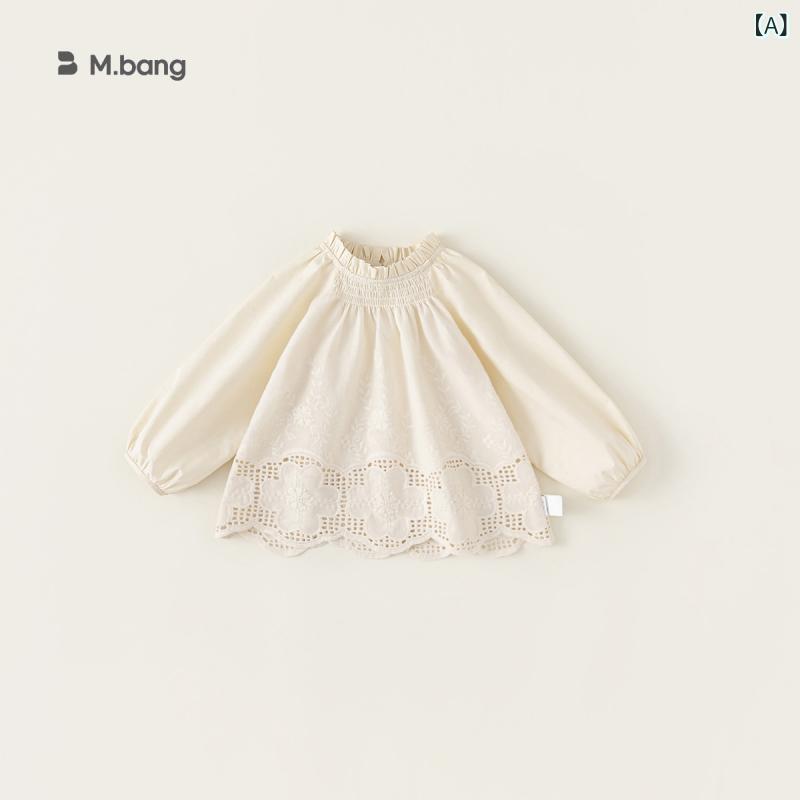 シャツ ガールズ ベビー 長袖 秋冬 かわいい 刺繍 刺しゅう 娃娃衫 ドールシャツ 子供 赤ちゃん トップス