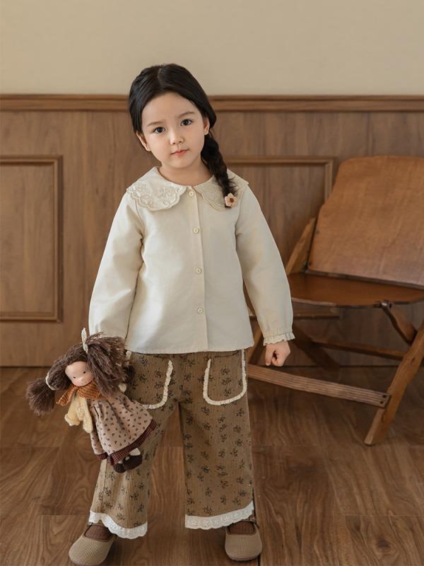 シャツ キッズ 長袖 韓国 子供服 ベビー服 トップス 花柄 フリル かわいい 上着 春秋