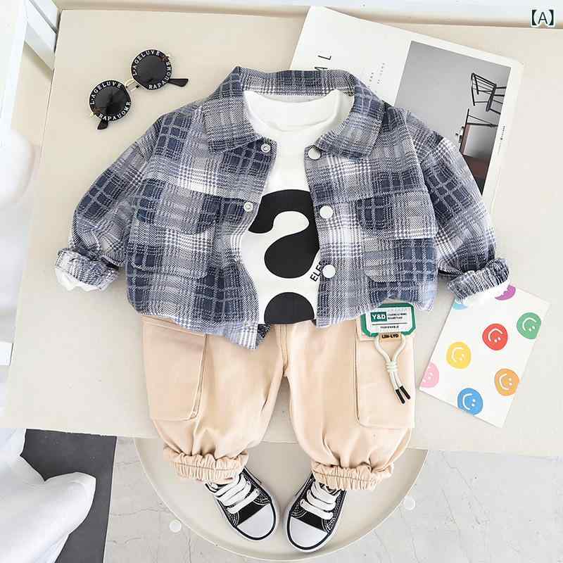 キッズ 男の子 シャツ セットアップ 子供服 チェック柄 長袖シャツ パンツ 上下セット 春秋 かわいい おしゃれ