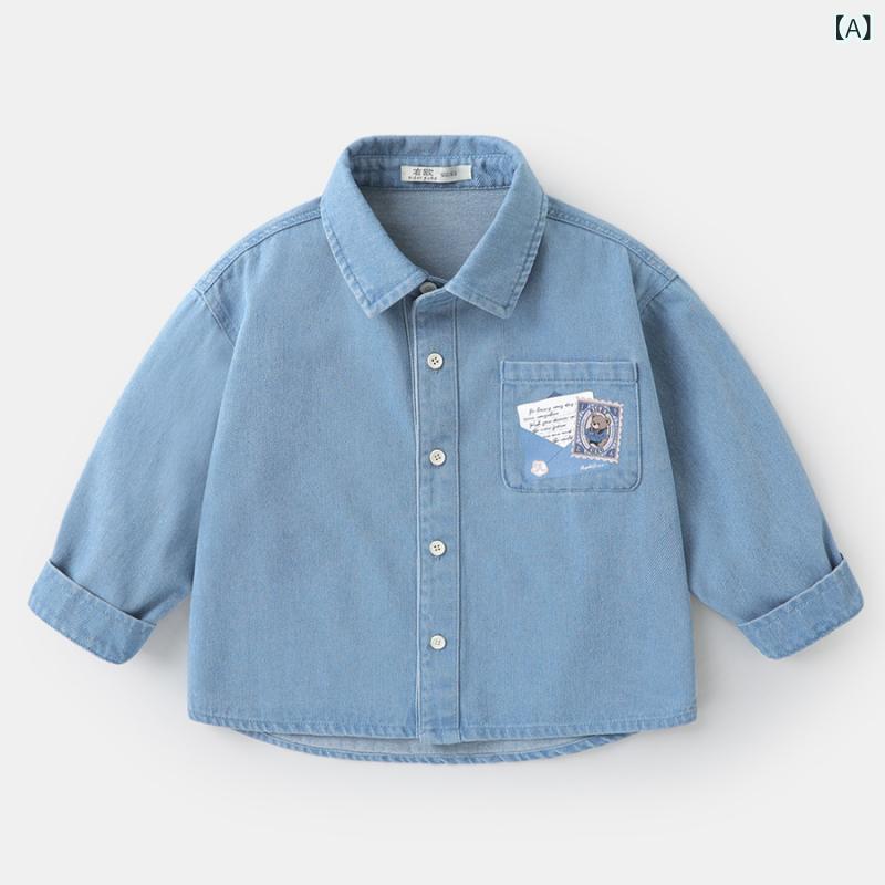 シャツ キッズ 男の子 子供服 デニムシャツ トップス 長袖 春秋 秋物 羽織り カジュアル