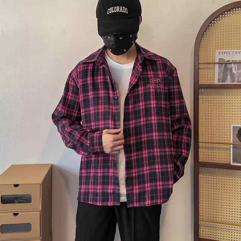 Other - シャツ メンズ 男性用 長袖 春秋 格子柄 絞り染め レトロ オーバーサイズ ゆったり カジュアル