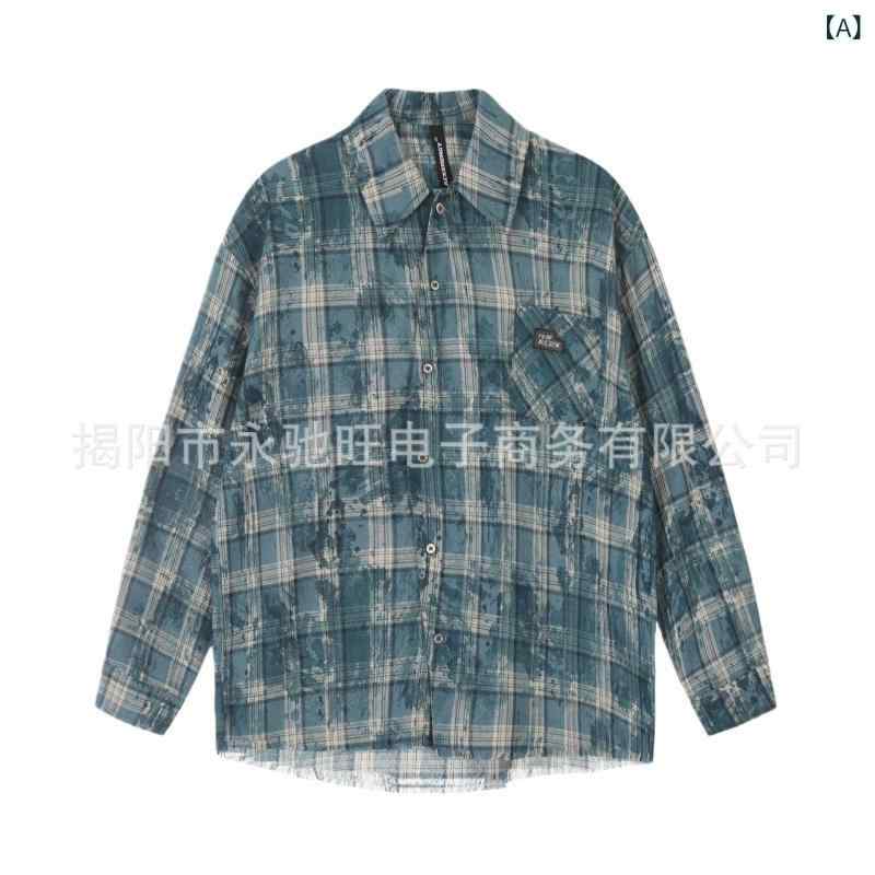 シャツ メンズ 男性用 長袖 チェック柄 ゆったり オーバーサイズ カジュアル アメカジ 春秋