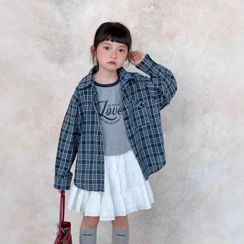 シャツ キッズ 子供 男女兼用 格子柄 長袖 襟付き 前開き タイプライター生地 春秋 かわいい おしゃれ ..