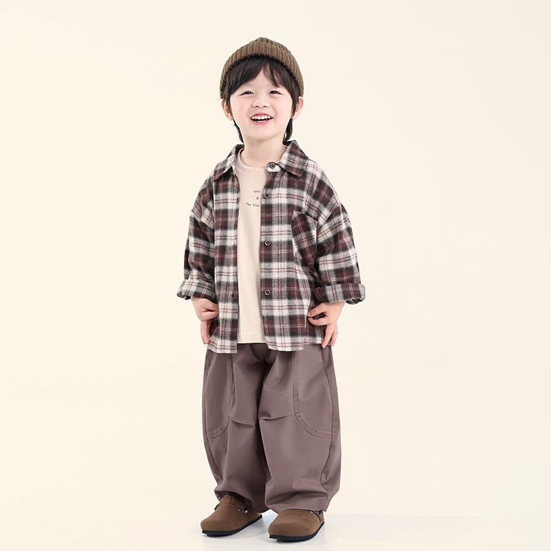 シャツ キッズ 男の子 長袖 子供 秋服 新品 起毛 チェック シャツ 春秋 トップス2
