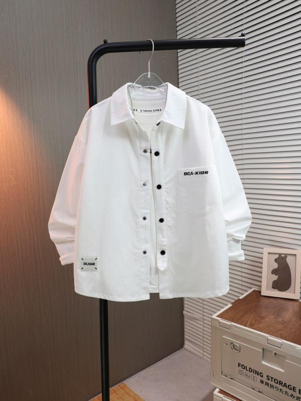シャツ キッズ 男の子 子供服 綿 シャツ 長袖 トップス 中大 子供 カジュアル ゆったり