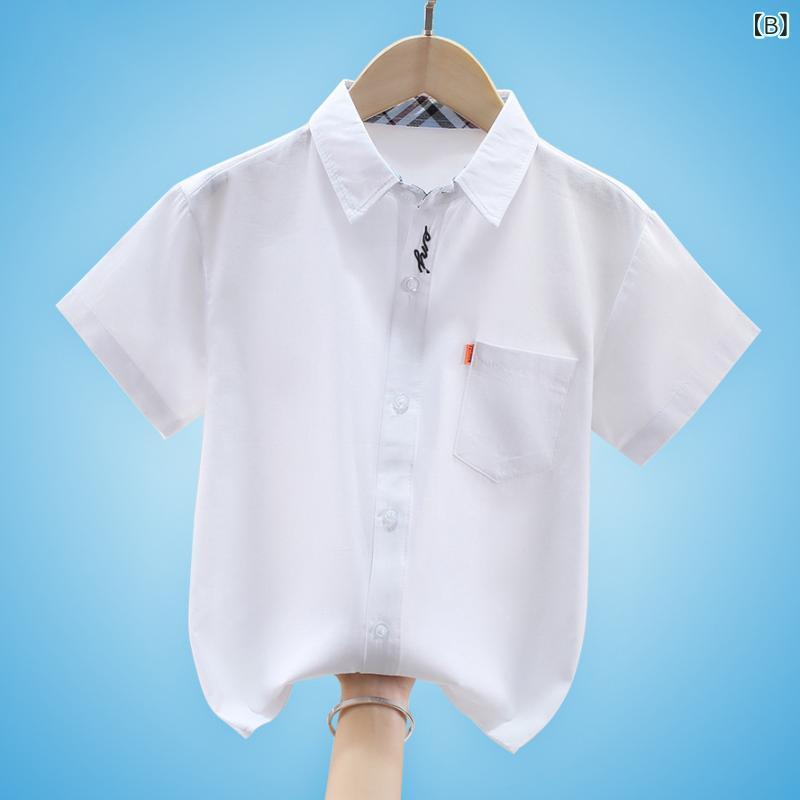 シャツ キッズ 長袖 男の子 中大童 ボーイズ 白シャツ 白 学生 制服 スクールシャツ おしゃれ