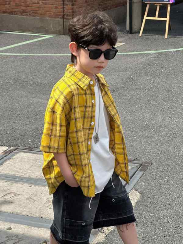 シャツ キッズ 半袖 格子柄 シャツ ブラウス 子供服 トップス 韓国 春夏 かわいい おしゃれ2