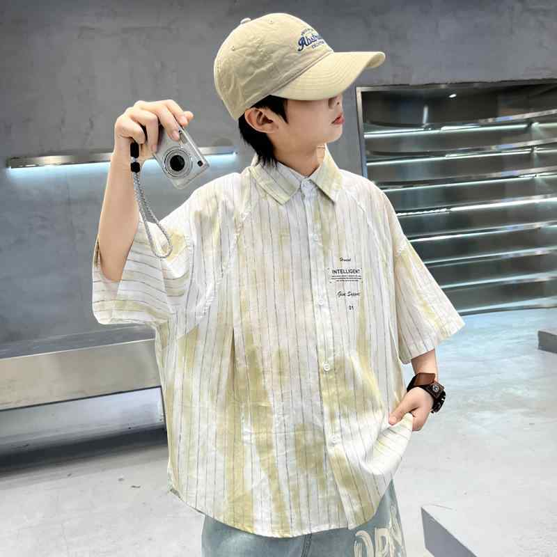 シャツ キッズ 男の子 薄手 個性的 半袖 アロハシャツ トップス 子供服 おしゃれ 襟付き