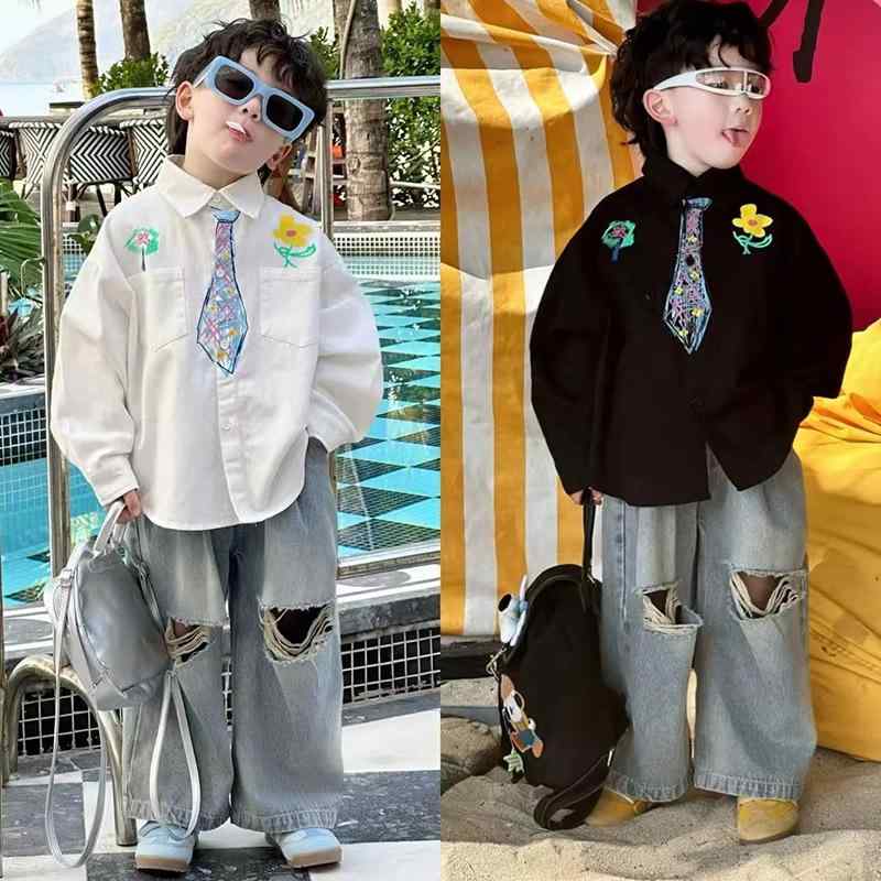 シャツ キッズ 男の子 長袖 子供服 2025 春秋 ゆったり トップス 普段着 かわいい おしゃれ