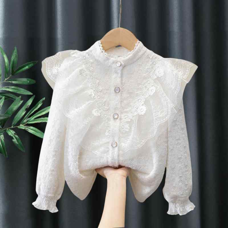 シャツ ガールズ 子供服 レース 春秋冬 加絨 裏起毛 あったか 保温 インナー トップス 中大 女の子