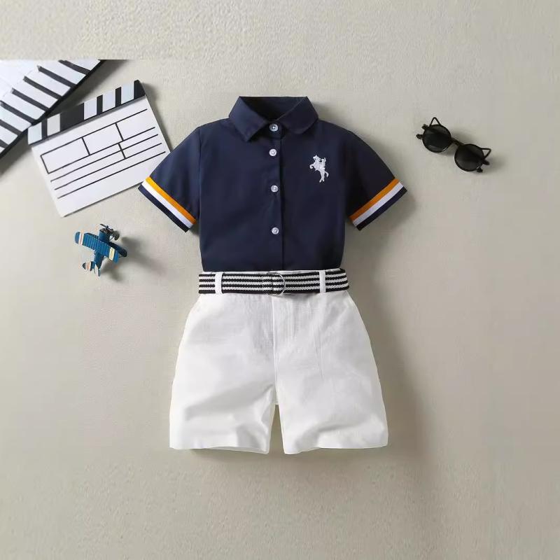 シャツ 子供 男の子 半袖 短パン サスペンダー 蝶ネクタイ フォーマル 4点セット ベビー キッズ 紳士 ..